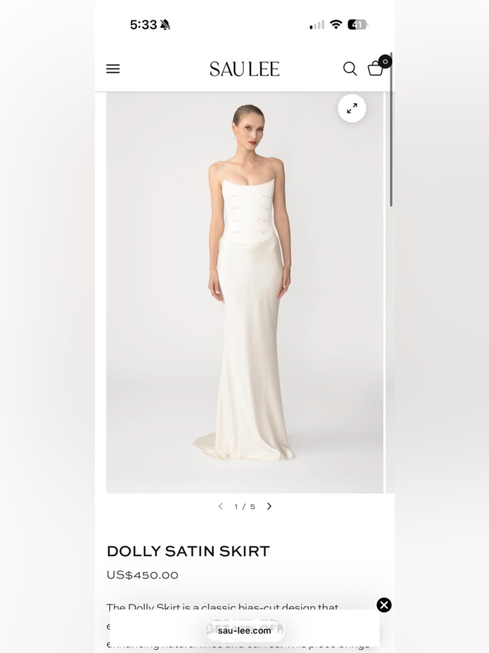 Sau Lee Dolly Satin Skirt Size 2 NWT